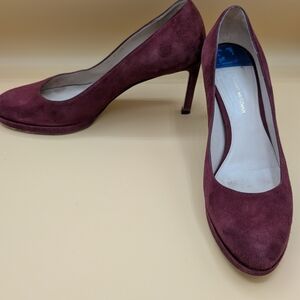 Stuart Weitzman Deep Red Suede Heels